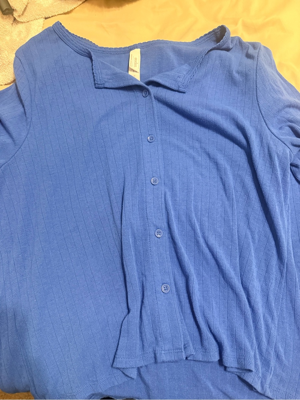Auden Women’s Royal Blue Ribbed Button-Down Pajama Set
